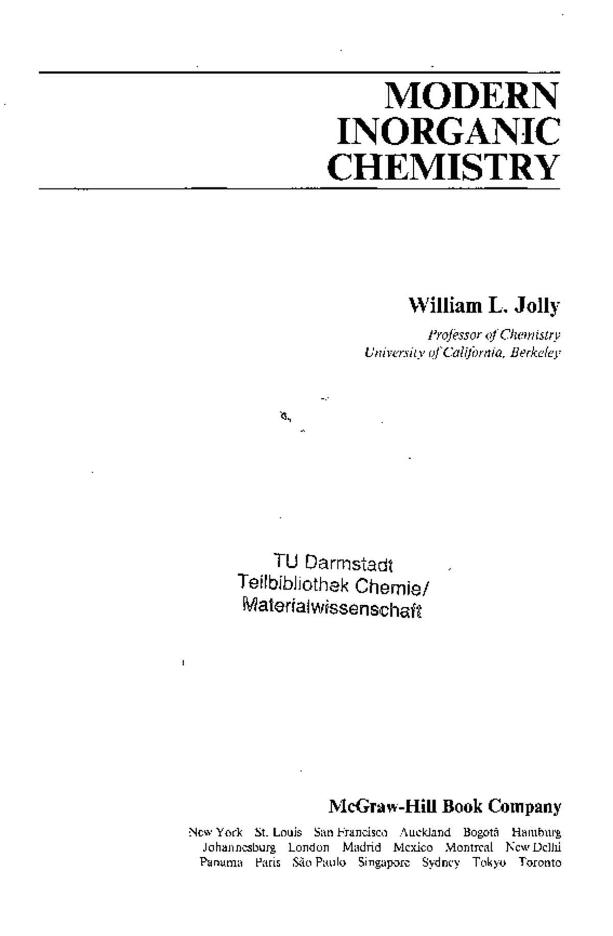 Modern Inorganic Chemistry: Key Concepts and Theories (DE00487) - Studocu