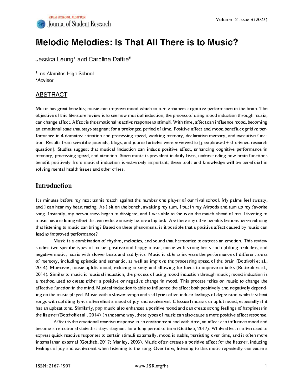 Volume 12 Issue 3 (2023) - The Impact of Music on Mood and Cognitive ...