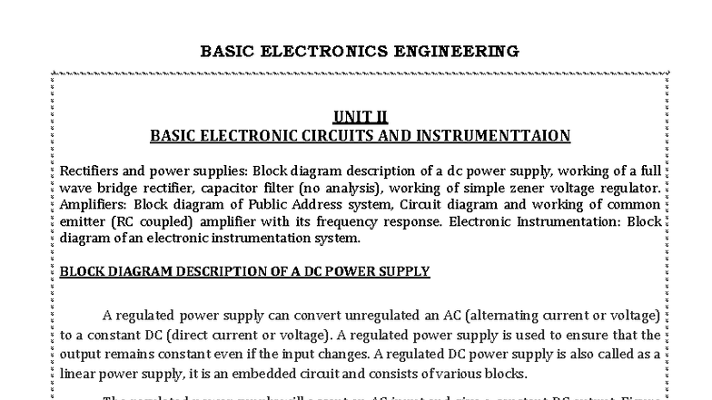 BEEE 1st Year Unit II: Basic Electronic Circuits & Instrumentation ...