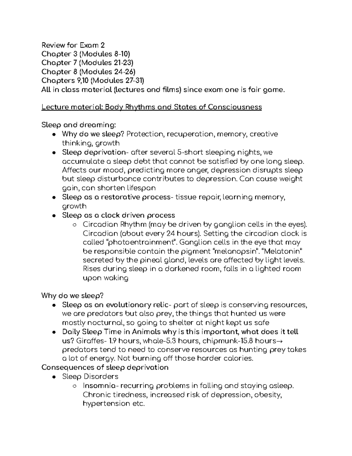 Psychology Course PSY101: Exam 2 Review Sheet & Key Concepts - Studocu