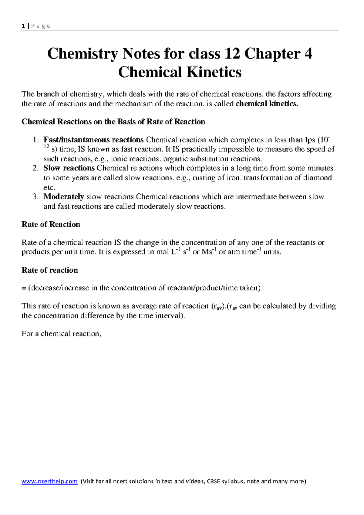 Chemistry note 12 - Lecture Note - Chemistry Notes for class 12 Chapter ...