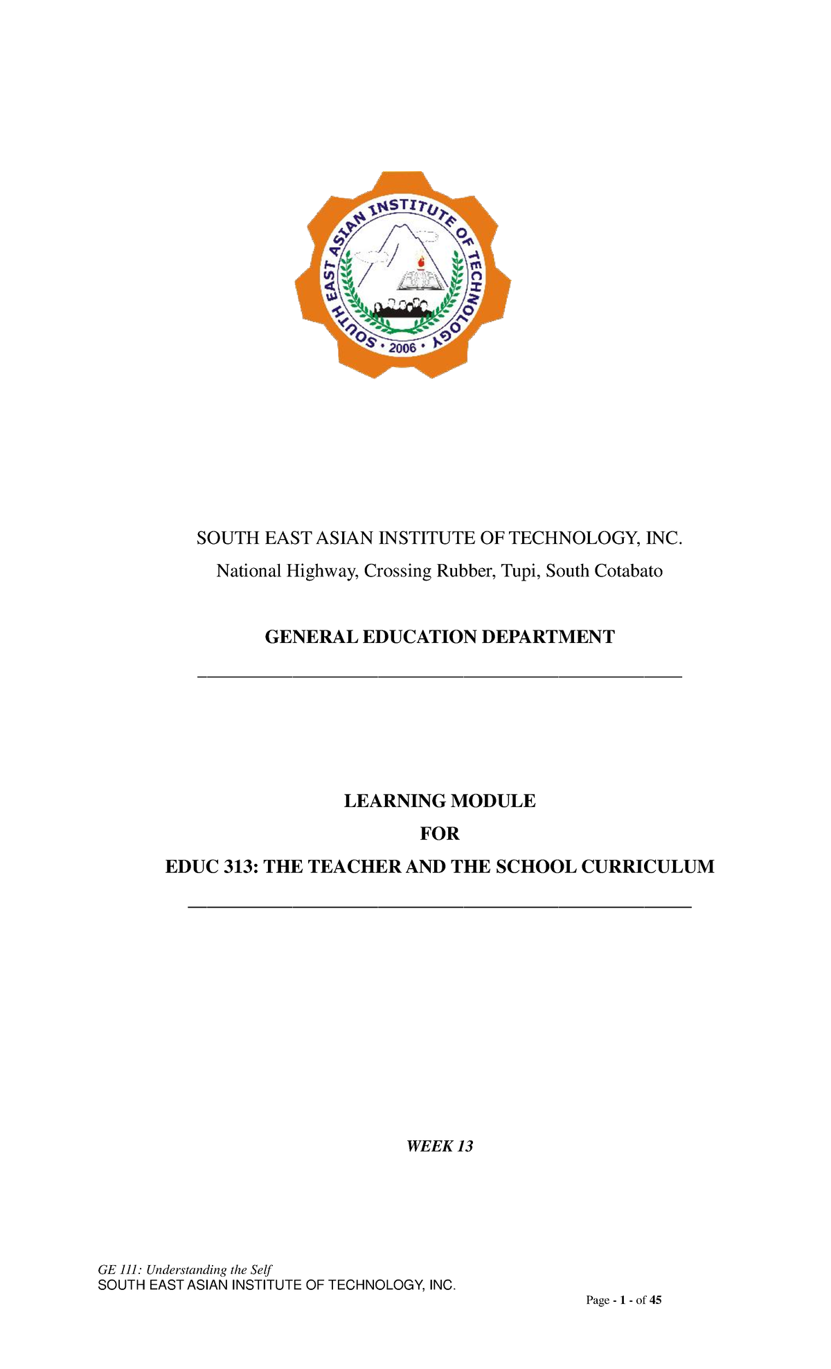 EDUC 313 - Final Exam Review: Understanding Curriculum Innovations ...