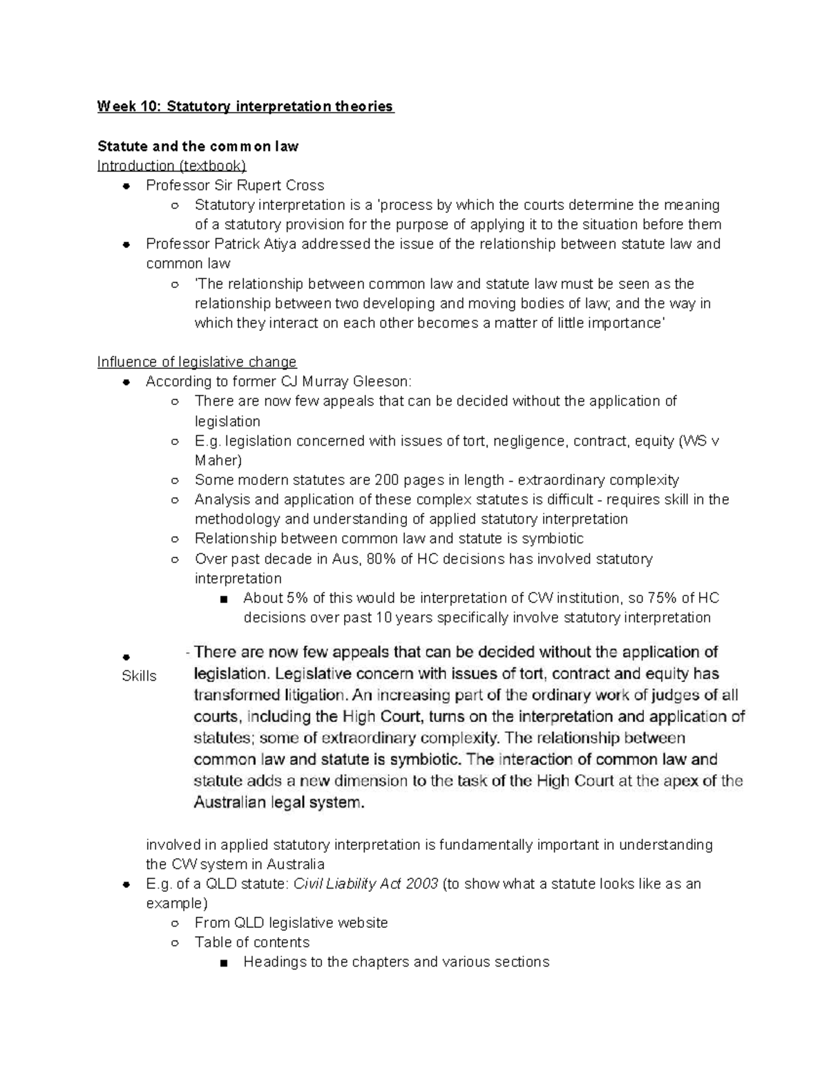 Week 10: Statutory Interpretation Theories - Foundations of Law Notes ...