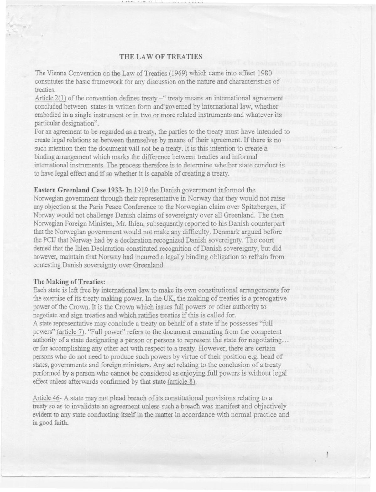 The Law of Treaties - Unit 3 Summary and Key Concepts - Studocu