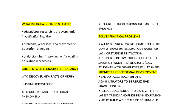 EDU 101: Understanding Educational Research and Its Importance - Studocu