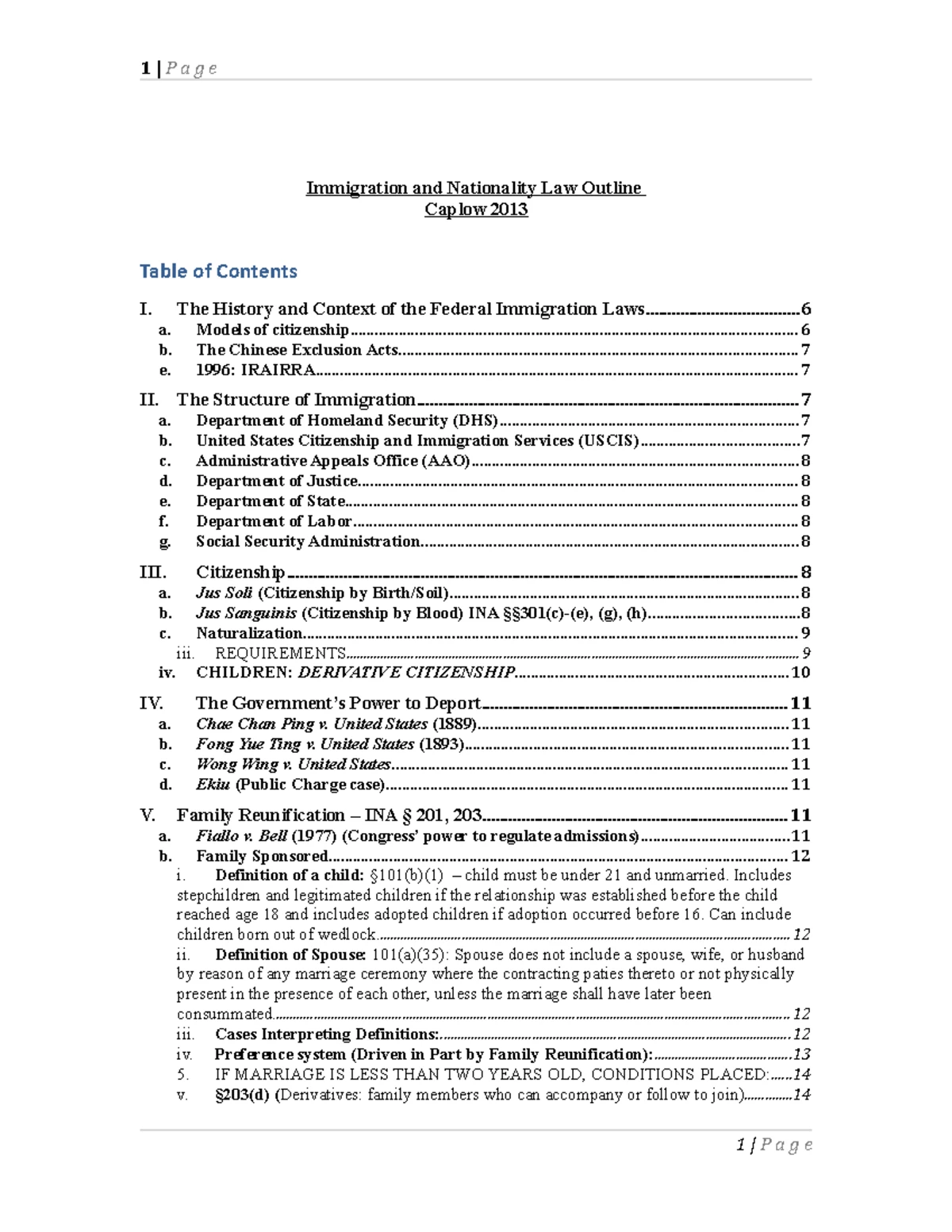 Immigration Law Outline: Key Concepts and Legal Doctrines - Studocu