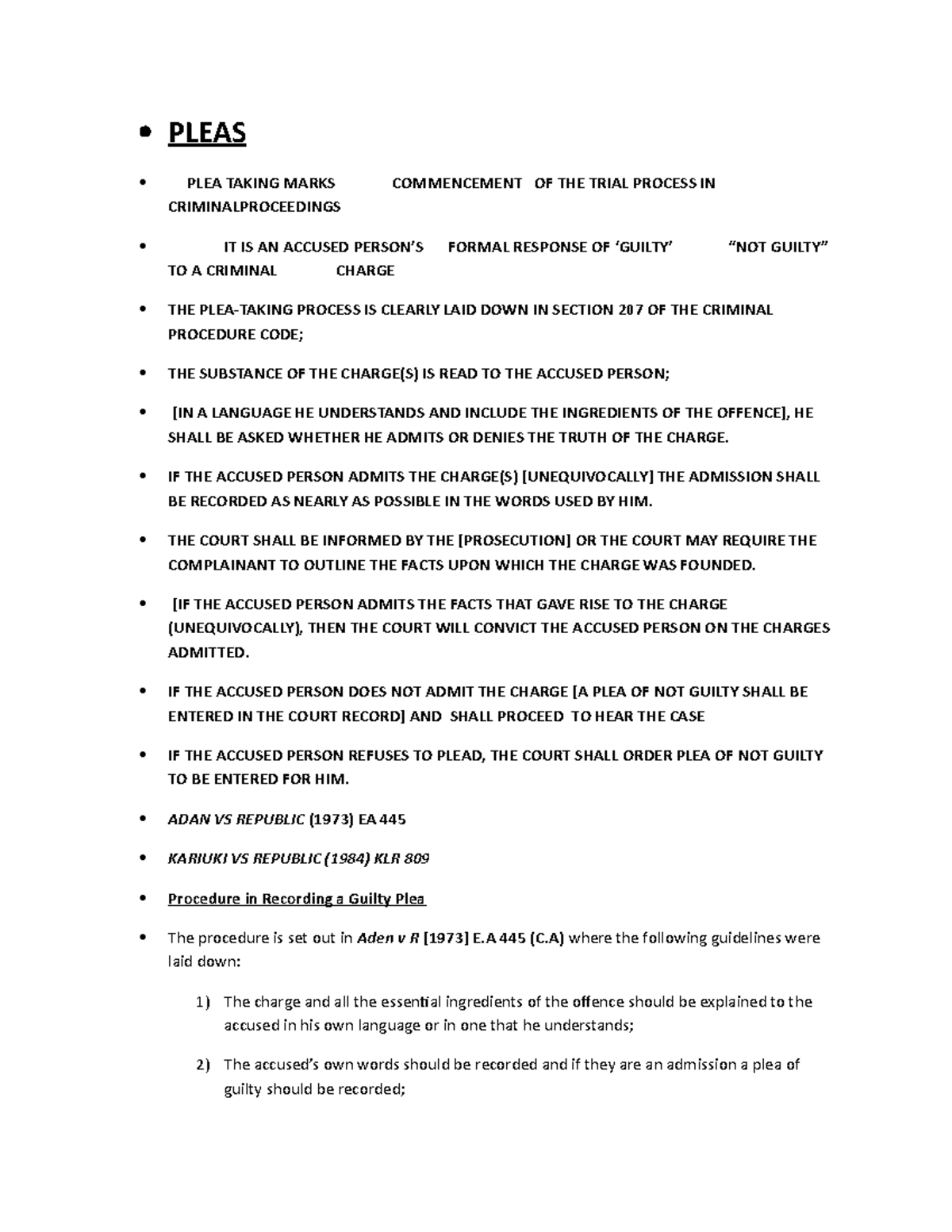 LAW - Pleas: Commencement of Trial Process in Criminal Proceedings ...