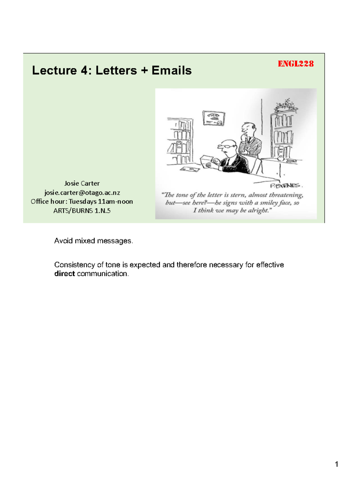ENGL228 Lecture 4: Effective Business Letters & Emails - Studocu