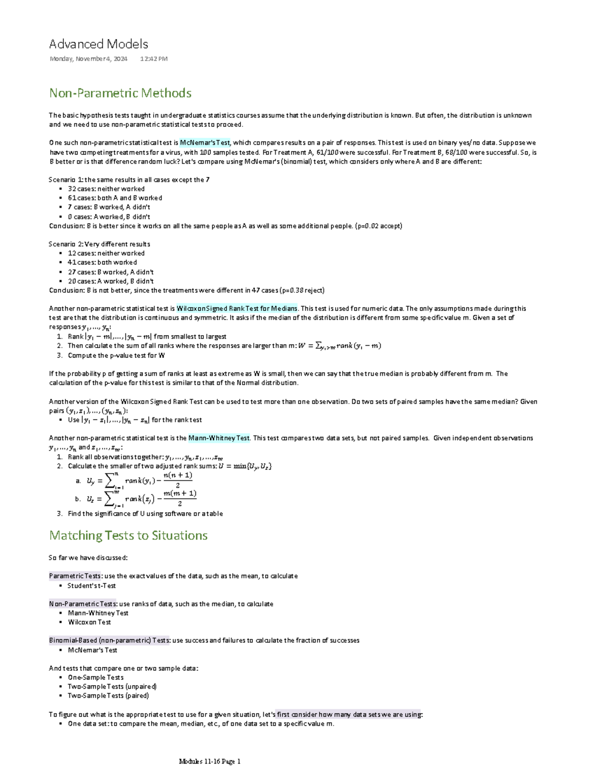 Non-Parametric Methods in Statistics - Studocu