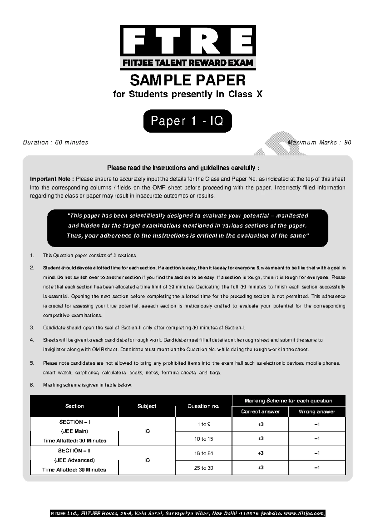 FTRE-2023- Sample Paper- Class-X-P2-PCM- Comprehensive Review - Studocu