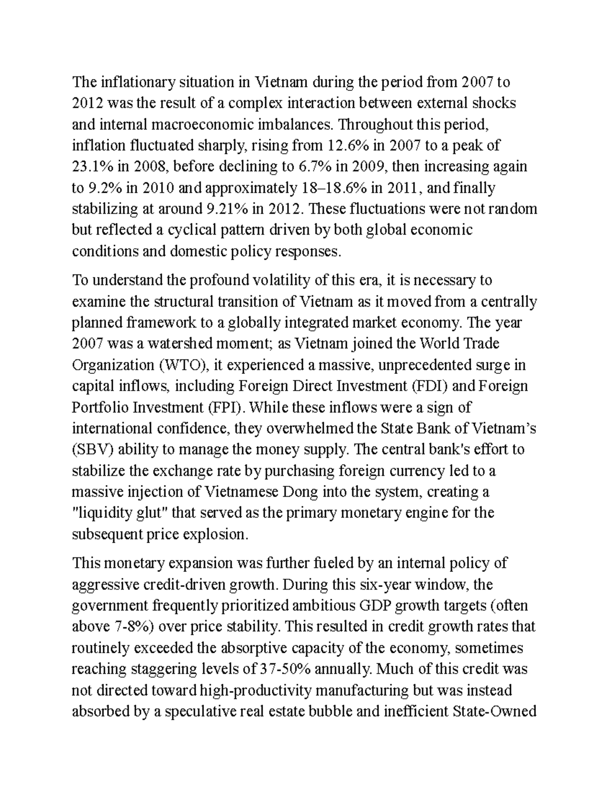Inflation Dynamics in Vietnam (2007-2012): Causes and Solutions - Studocu