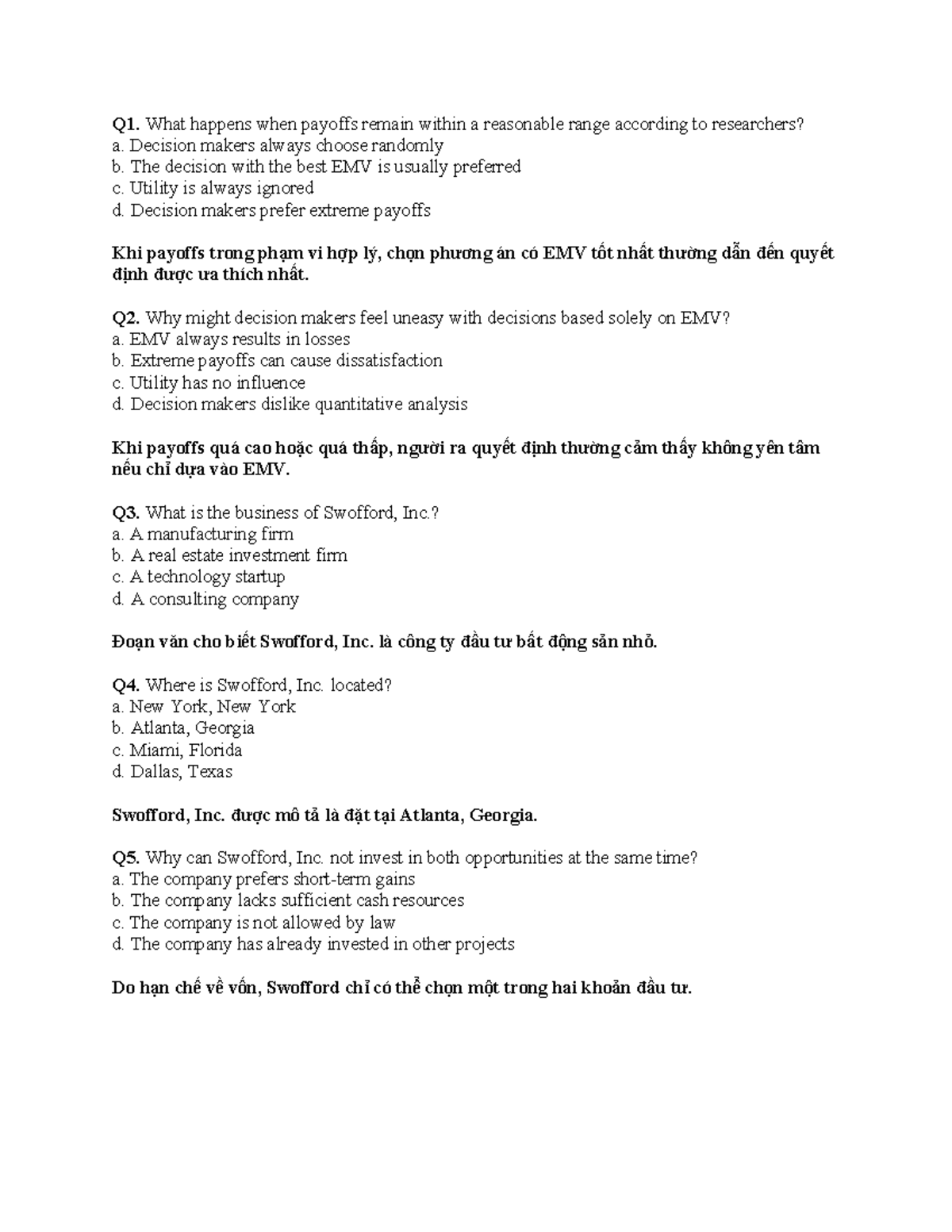 BÀI TẬP TỰ TẠO - PTĐL: Quyết Định Dựa Trên EMV và Utility - Studocu