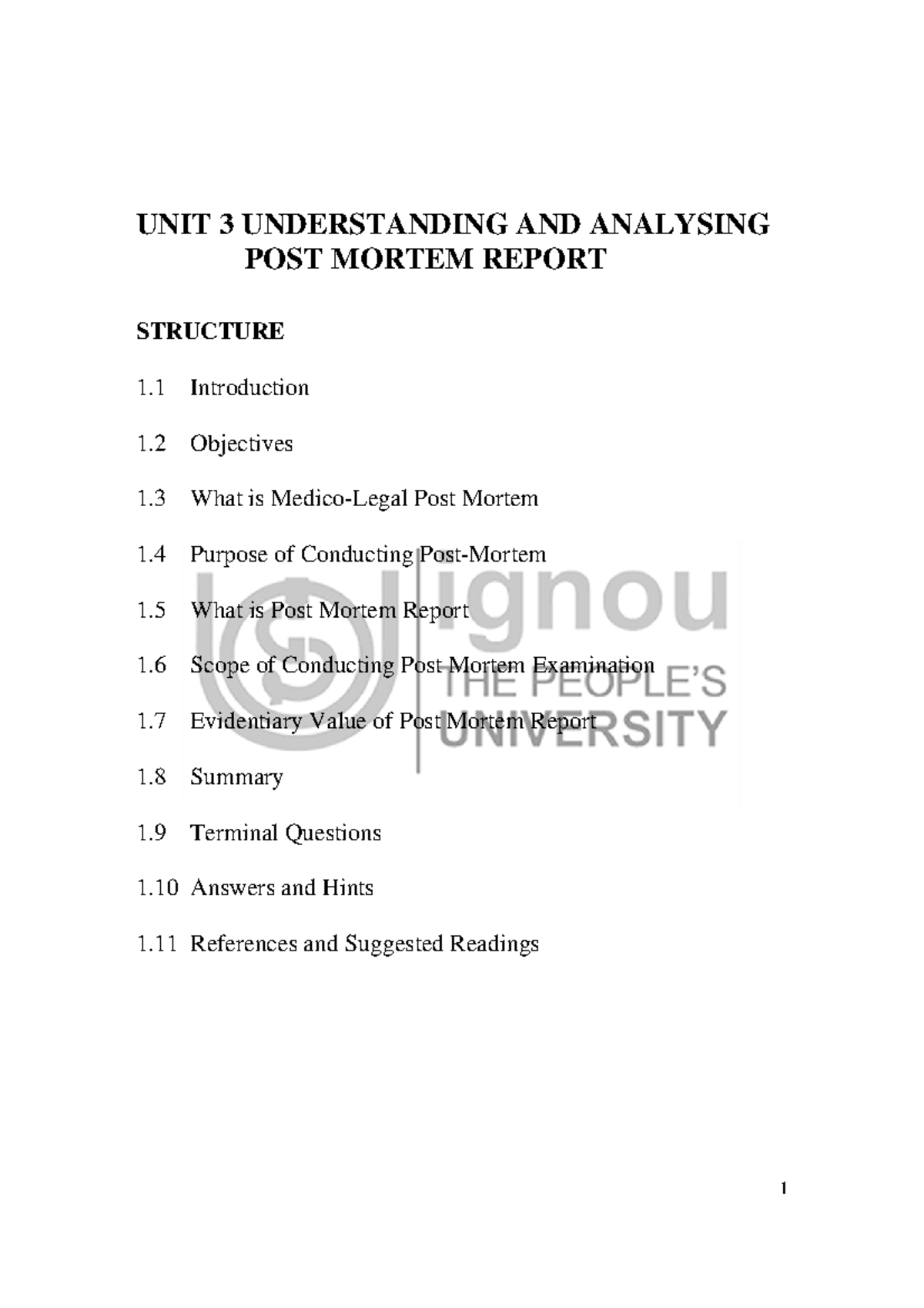 UNIT 3: ANALYSIS OF POST MORTEM REPORT STRUCTURE IN HEALTH LAW - Studocu