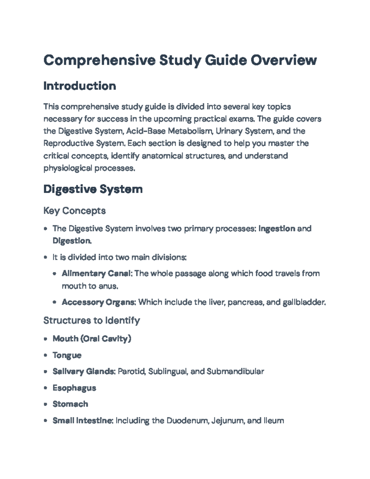 Comprehensive Study Guide for Practical Exam: Human Physiology Systems ...
