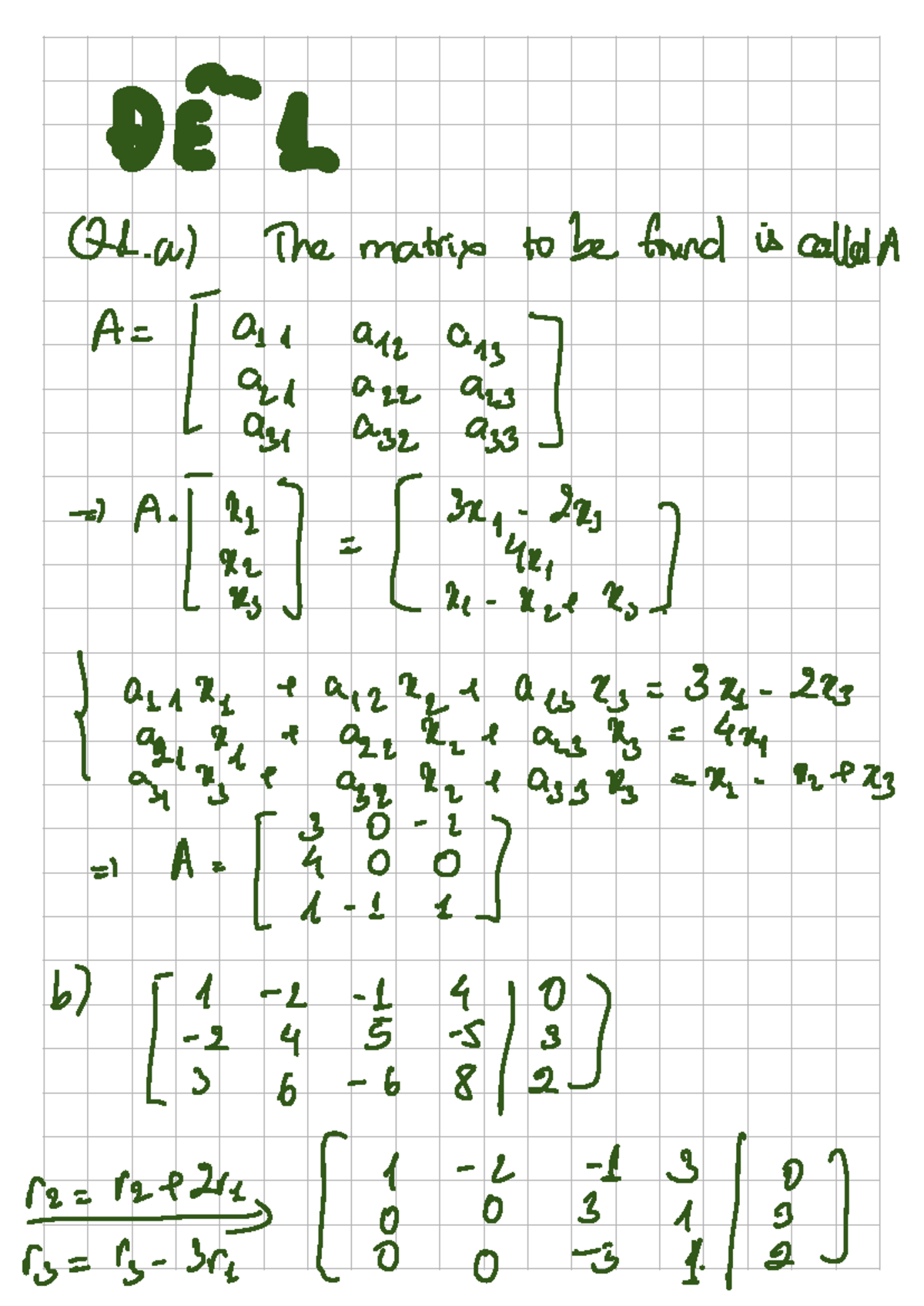 DEL (F&a) Matrix Operations and System of Equations Analysis - Studocu