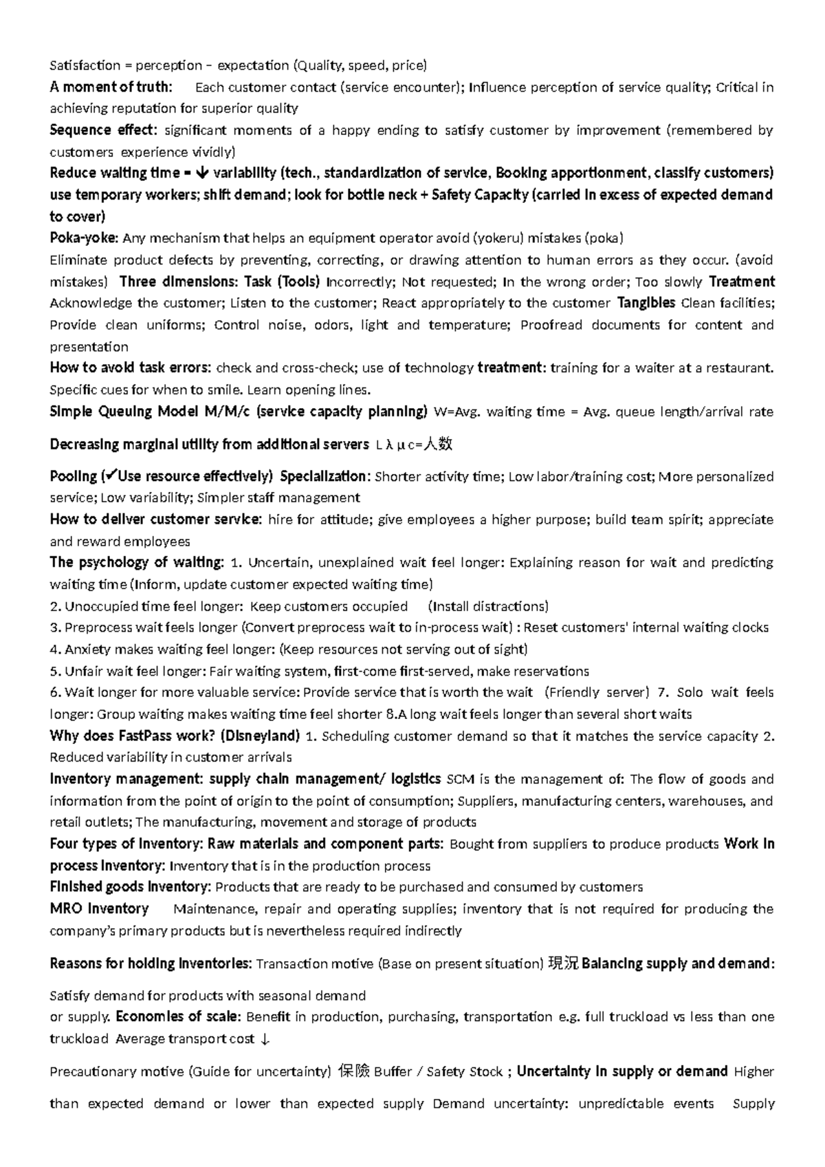 Cheat Sheet (Quiz 2) - quiz practice - Satisfaction = perception ...