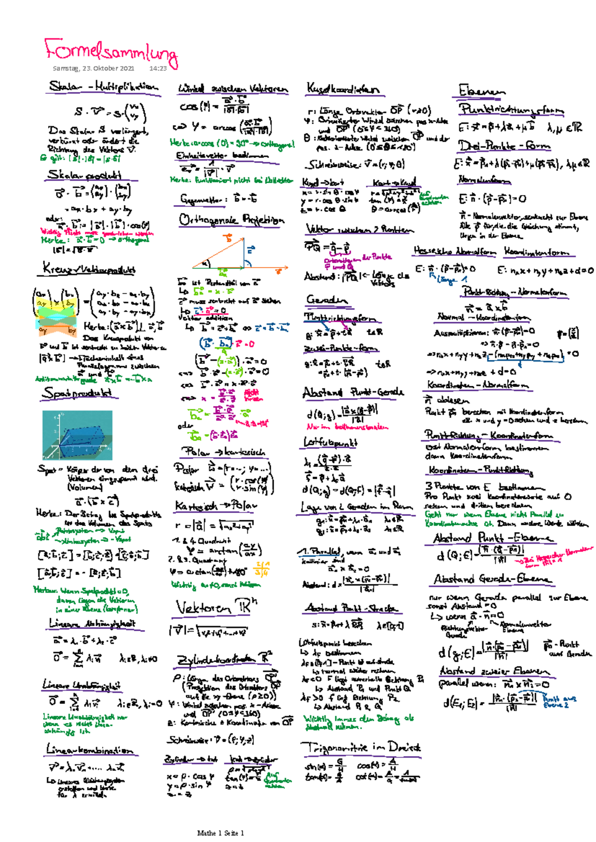 Formelsammlung Mathe 1 - Document Preview