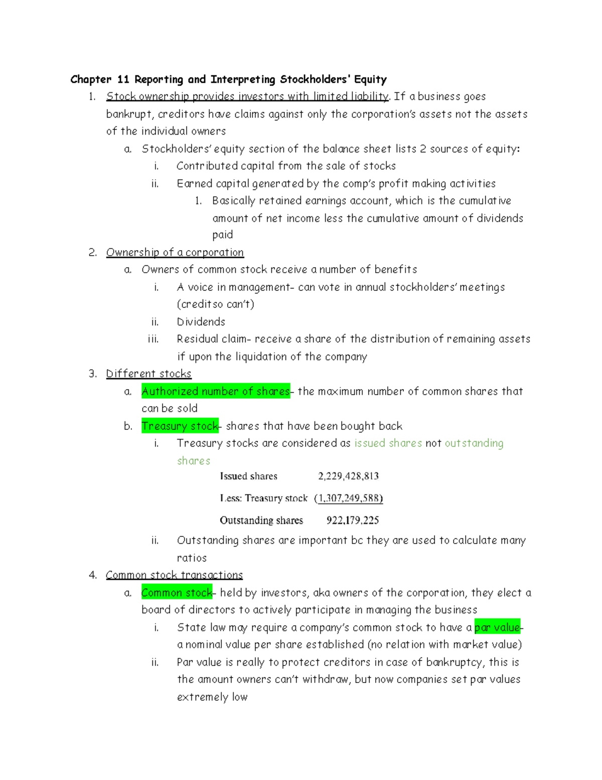 Chapter 11 (Reporting and Interpreting Stockholders’ Equity) - Stock ...