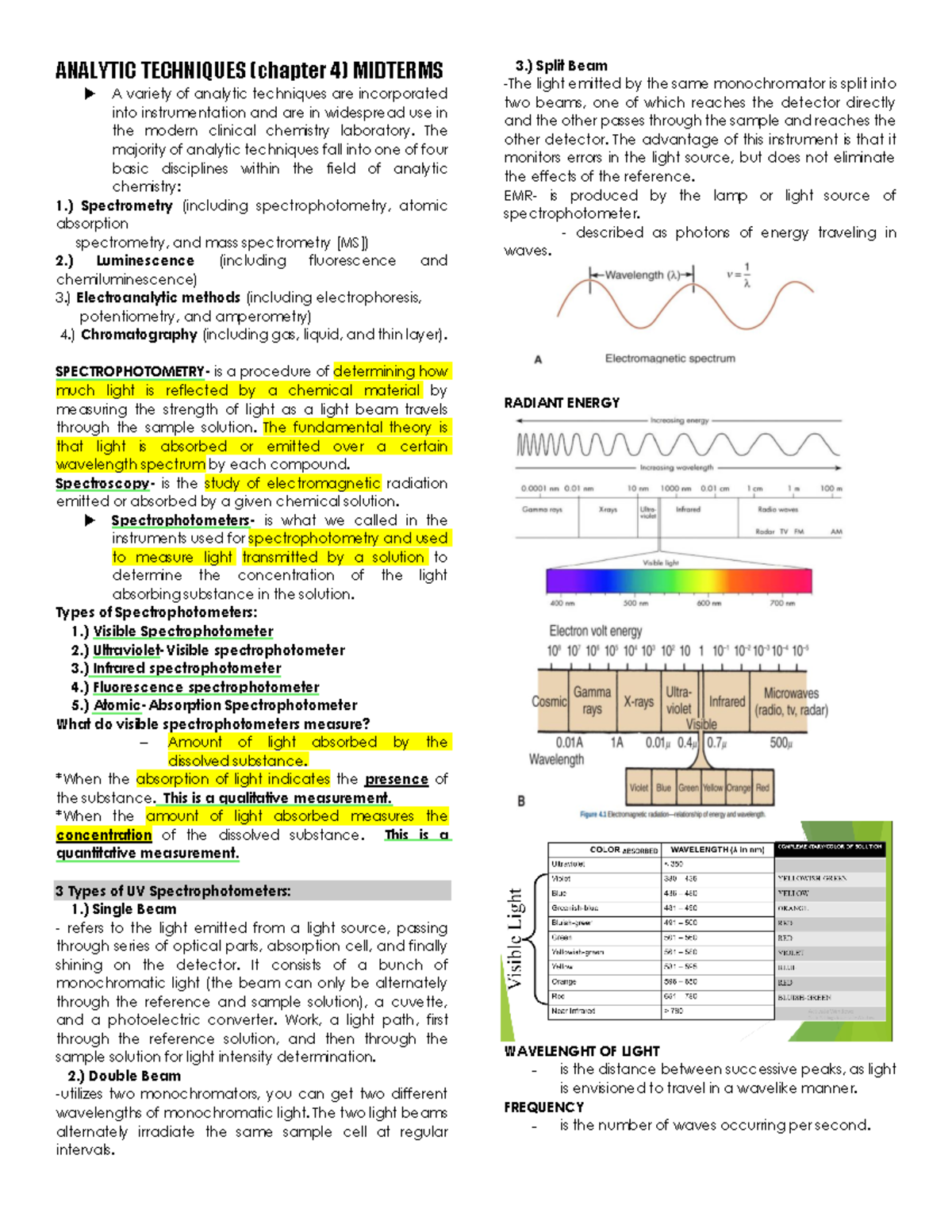 Analytic Techniques - Midterm Review (Course Code: ABC123) - Studocu
