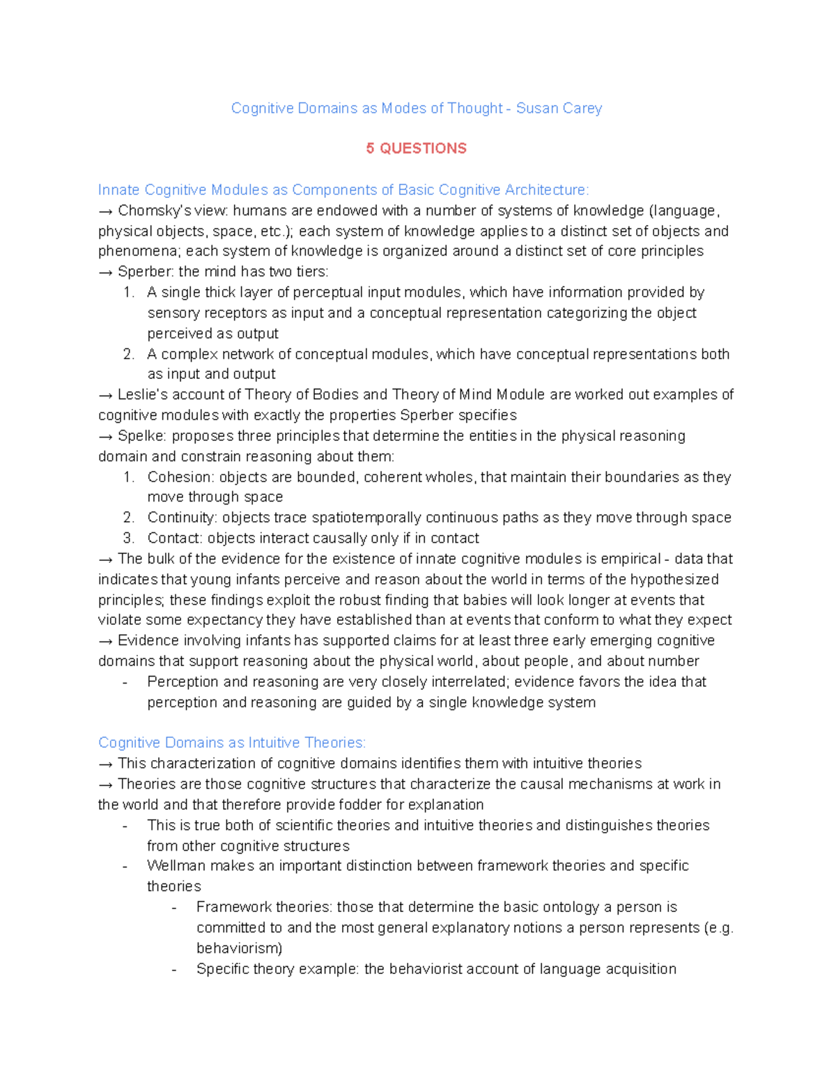 Cognitive Domains as Modes of Thought: Summary Notes on Key Concepts ...