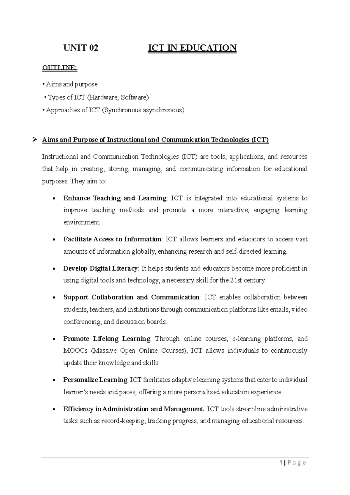 UNIT 02: Understanding ICT in Education - A Comprehensive Guide - Studocu