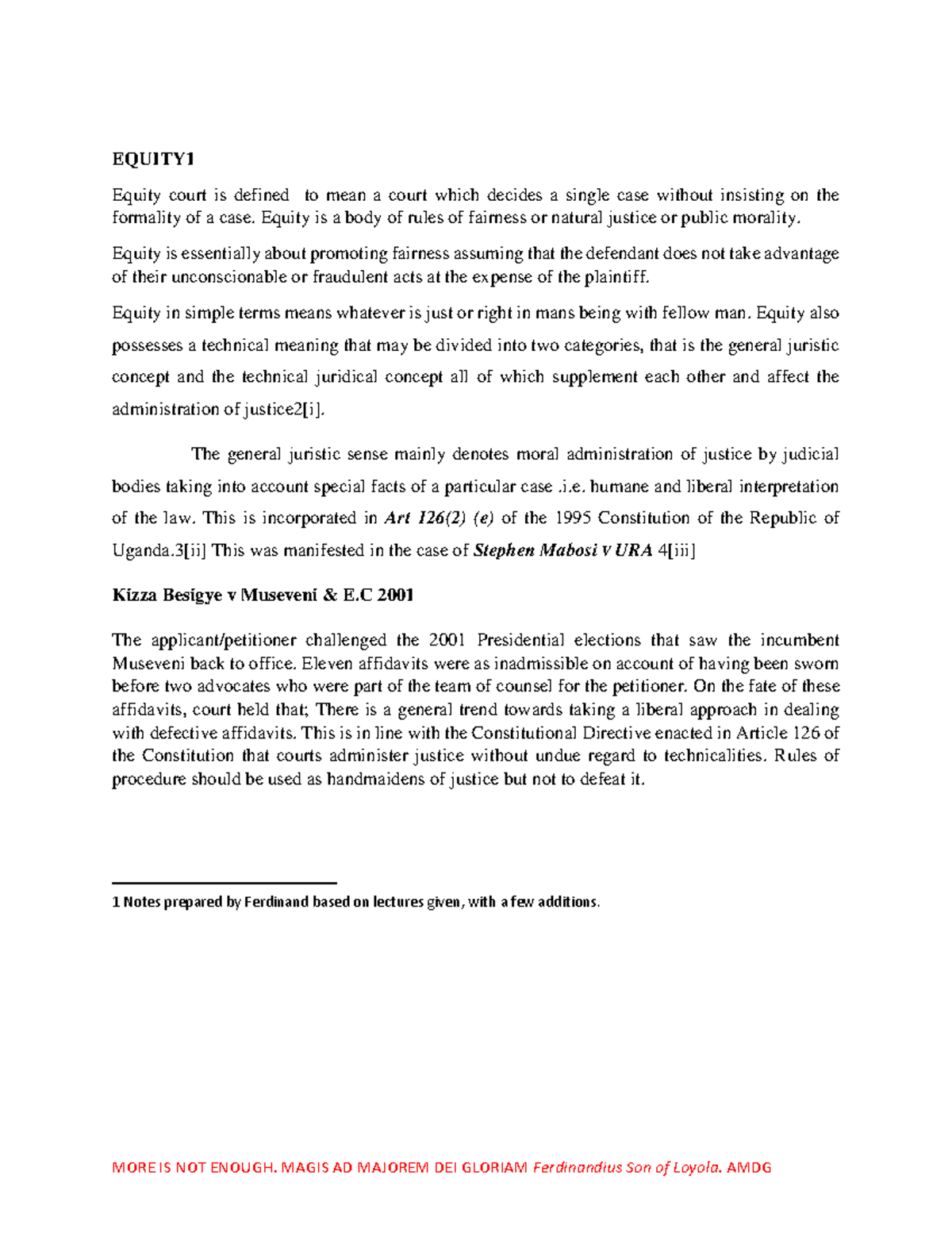 EQUITY1 Equity Notes: Understanding the Principles and Doctrines - Studocu