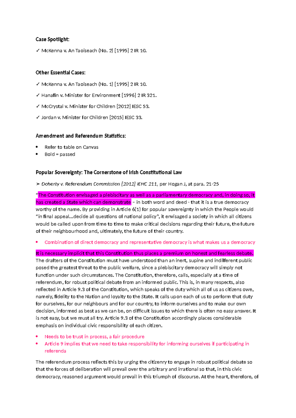 **Irish Referendum Law Cases: McKenna Cases and Principles Overview ...