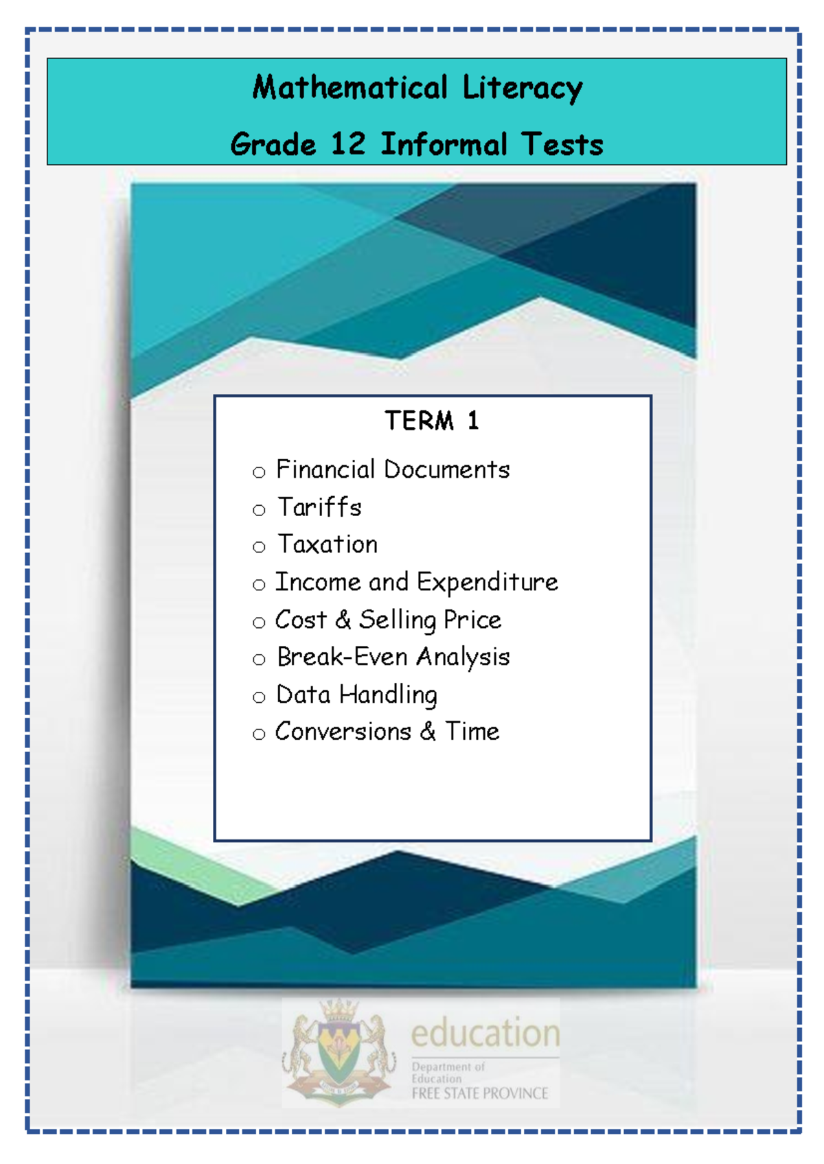 Maths Lit Grade 12 Informal Tests TERM 1: Financial Docs, Taxation ...