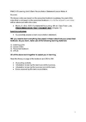 FNAC115 Financial Accounting I Test 1 Memorandum 2025 - Studocu