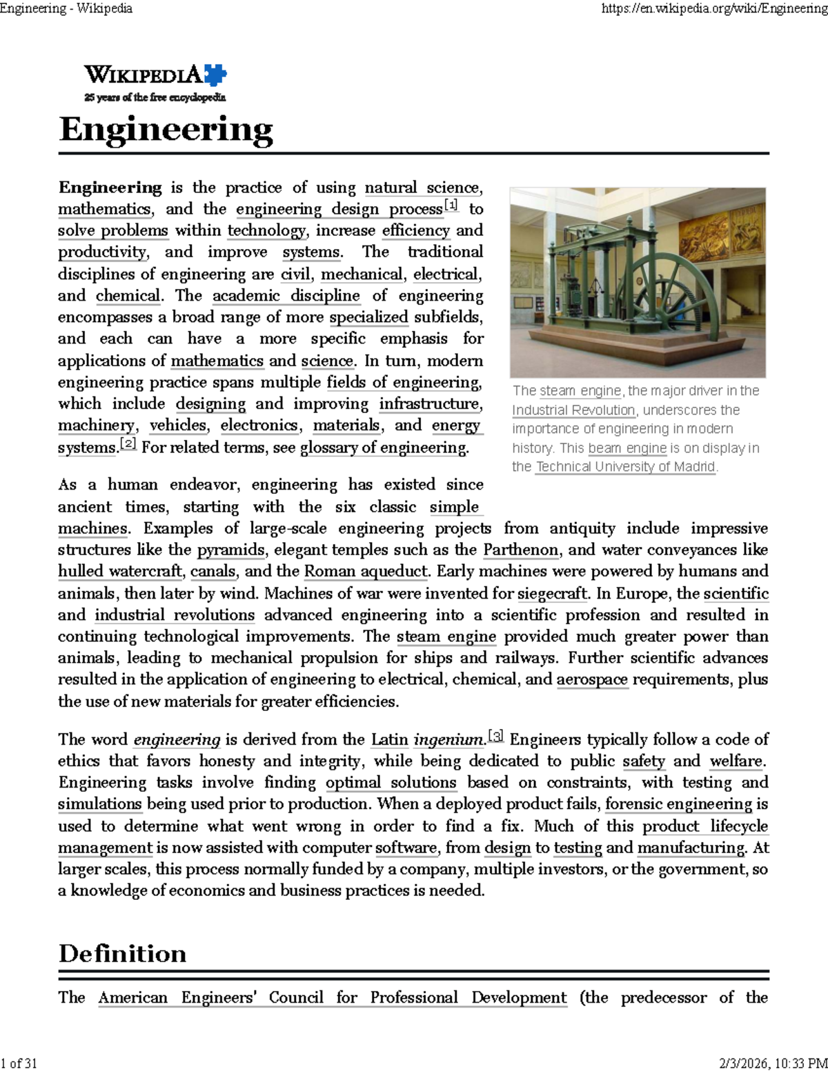 Engineering Overview: History, Disciplines, and Innovations - Studocu