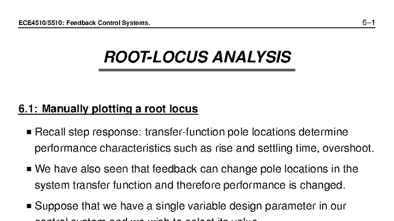 Root Locus Analysis: Techniques and Examples for Control Systems (ENGR ...