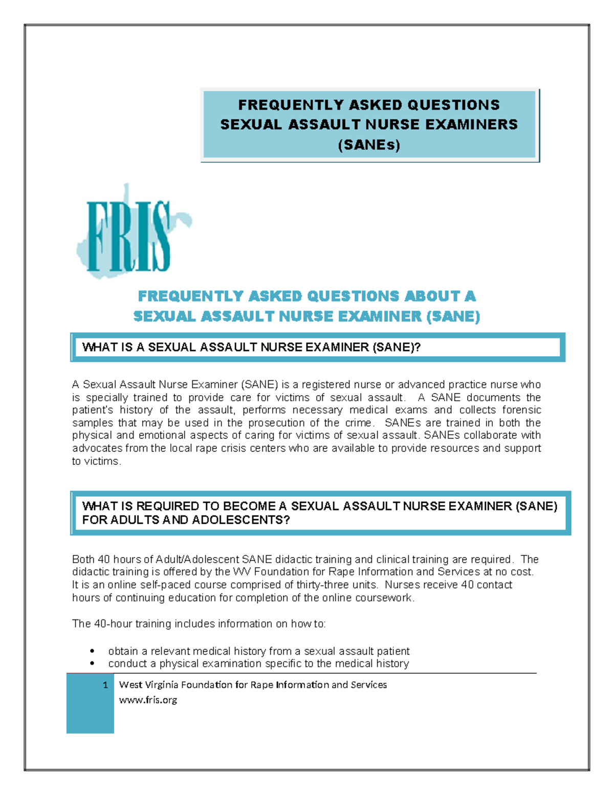 FAQs for SANE Training and Certification - 12-2023 - Studocu