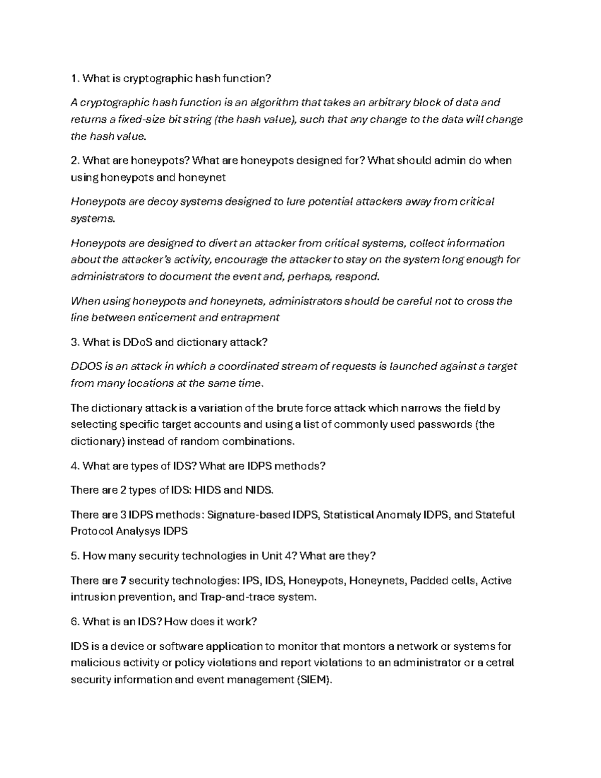 Final Exam Study Guide: Cybersecurity Concepts (CIS 101) - Studocu