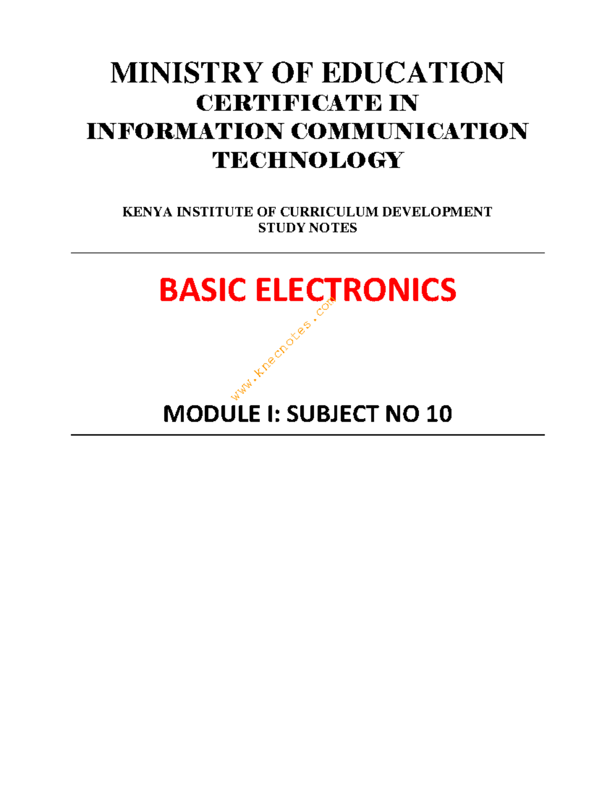 basic-electronics-study-notes-knec-cict-module-i-studocu
