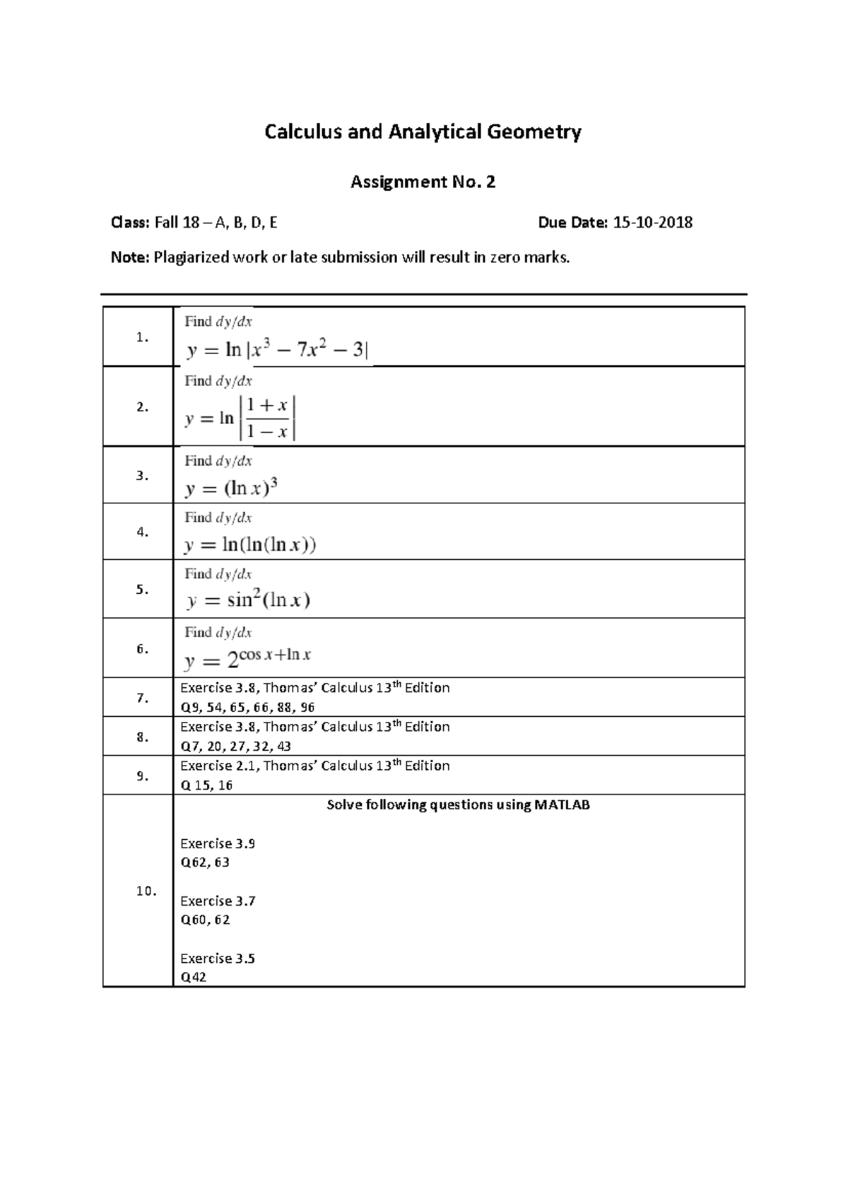 Assignment+2.pdf Calculus - Calculus and Analytical Geometry Assignment ...