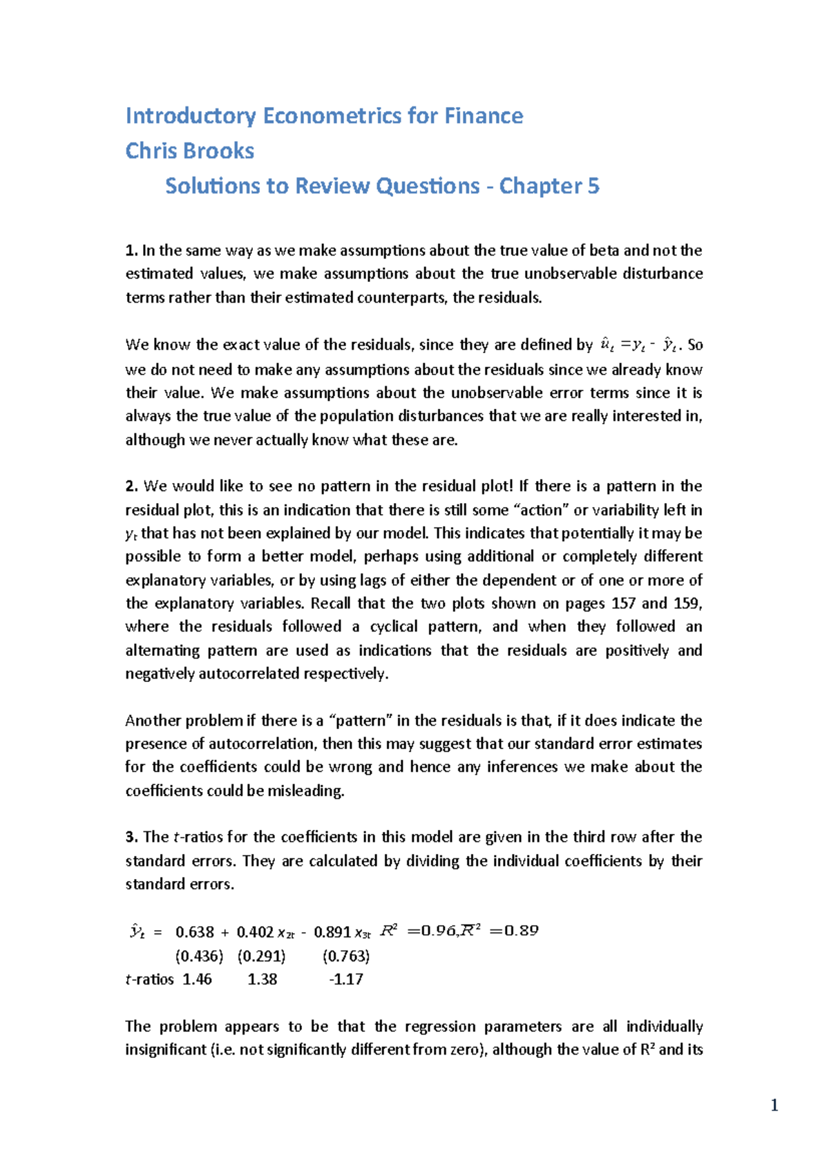 Chapter 5 Solutions - Answers - Introductory Econometrics for Finance ...