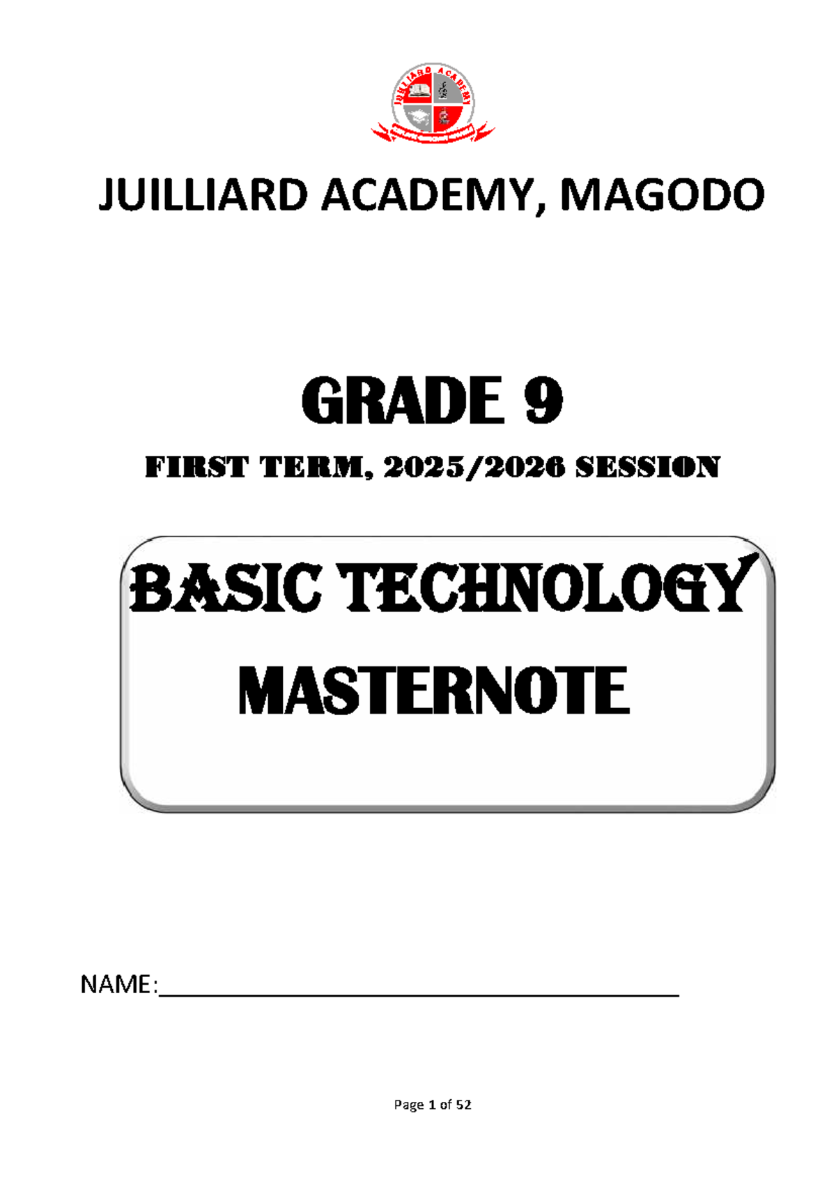 JA Grade 9 Basic Technology Master Notes for First Term - Studocu