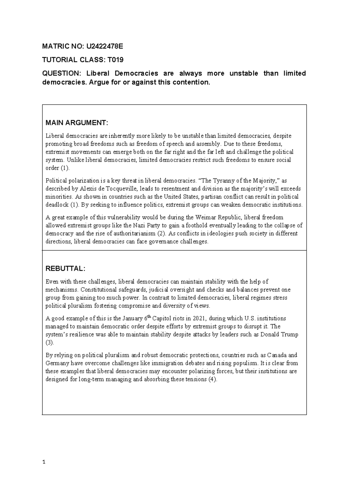 Argumentative Poster - MATRIC NO: U2422478E TUTORIAL CLASS: T QUESTION ...