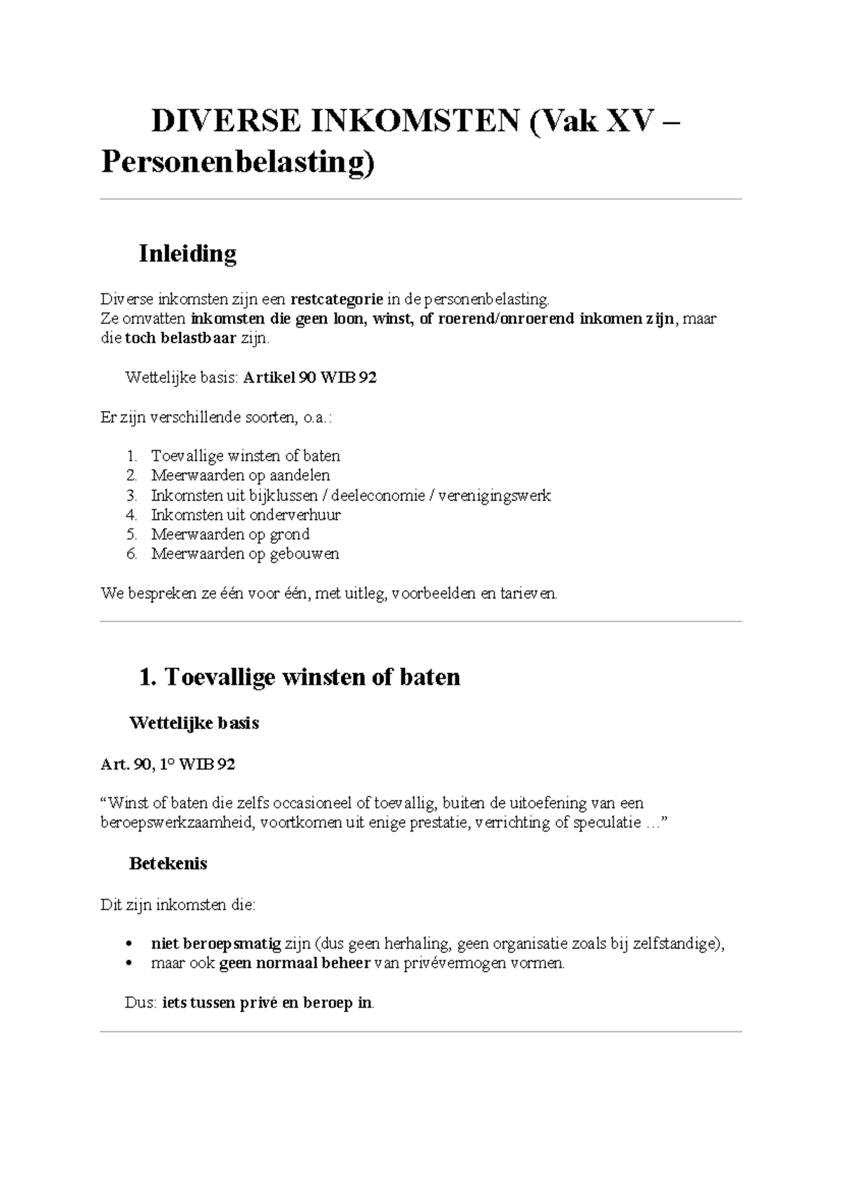 Diverse Inkomsten in Personenbelasting (Vak XV) - Uitleg en Voorbeelden ...