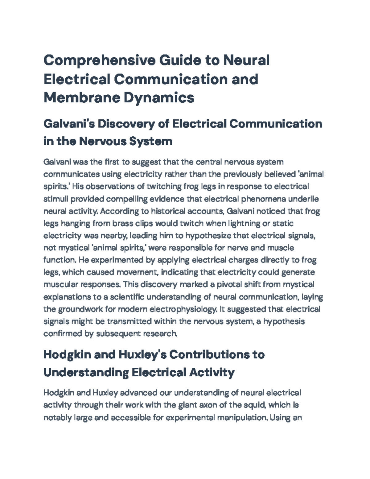 Comprehensive Overview of Neural Electrical Communication Dynamics (NEU ...