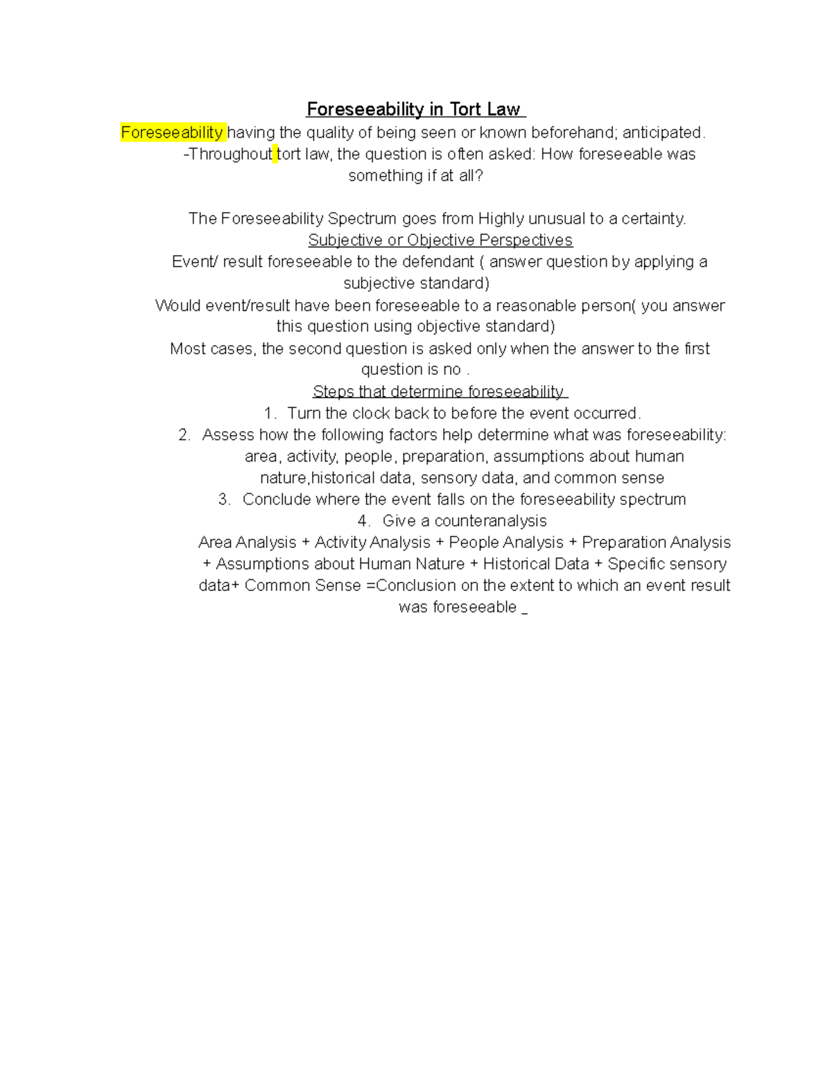 Foreseeability in Tort law - Foreseeability in Tort Law Foreseeability ...