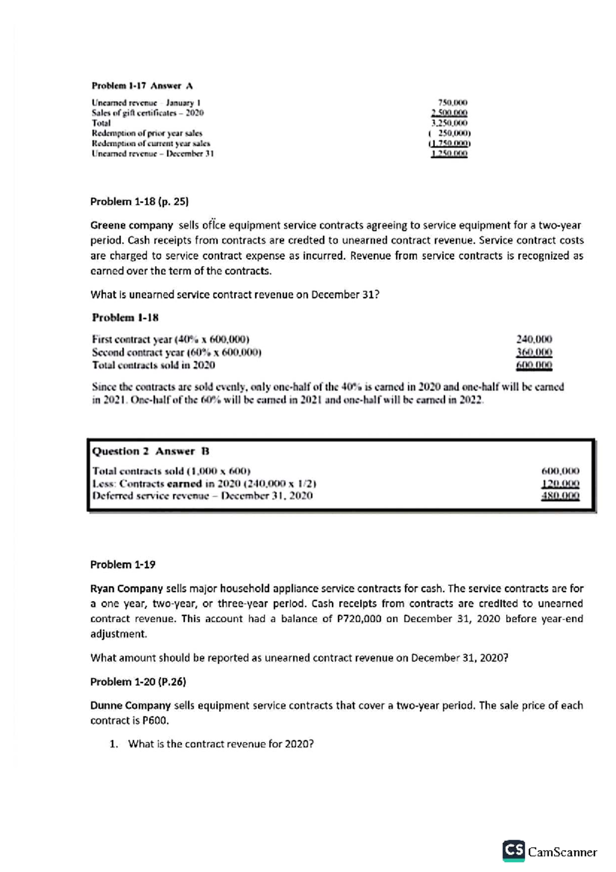 Unearned Revenue Problems & Solutions (ACCT 2020) - Studocu