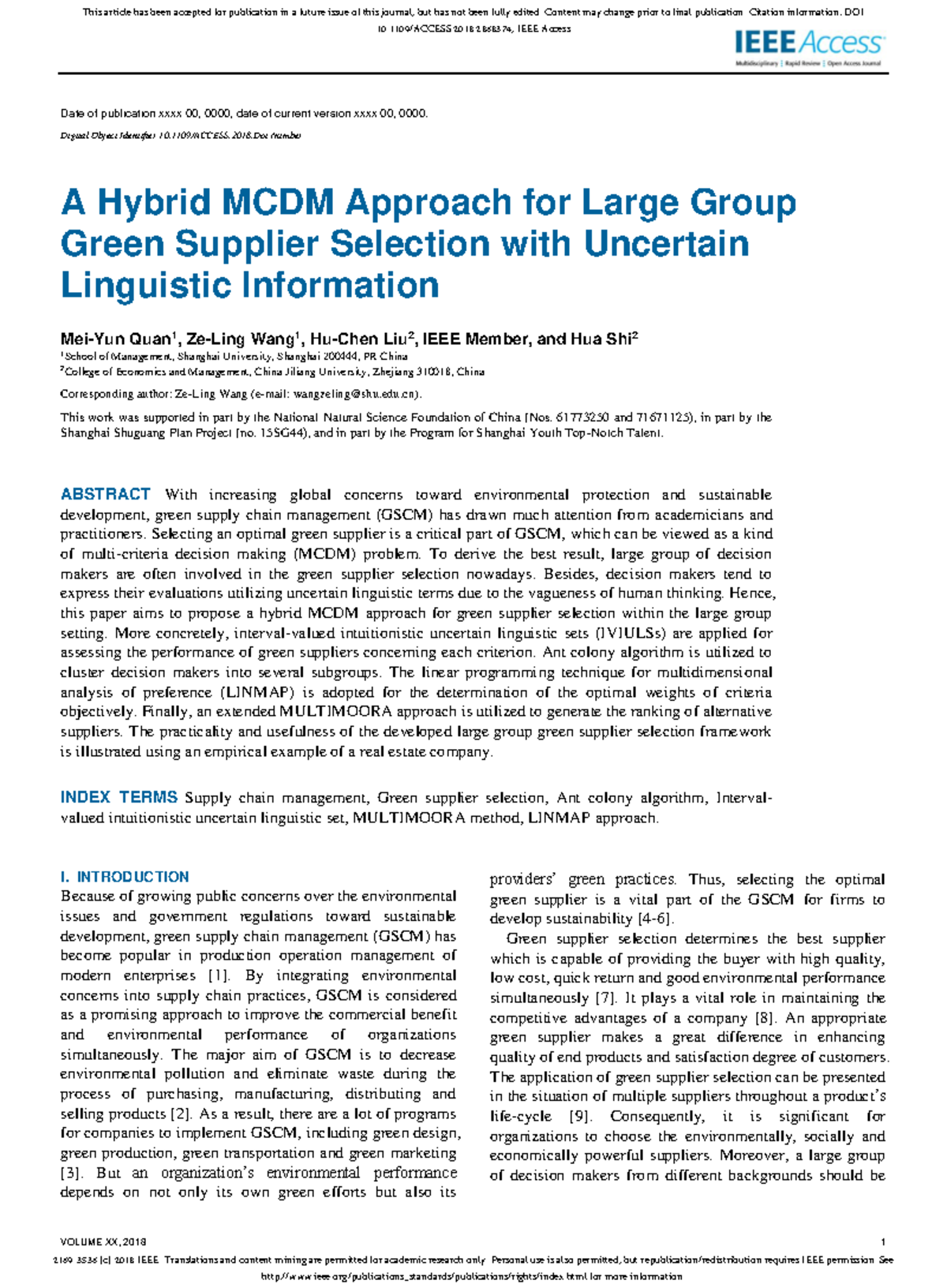 A Hybrid MCDM Model for Green Supplier Selection in GSCM - Studocu