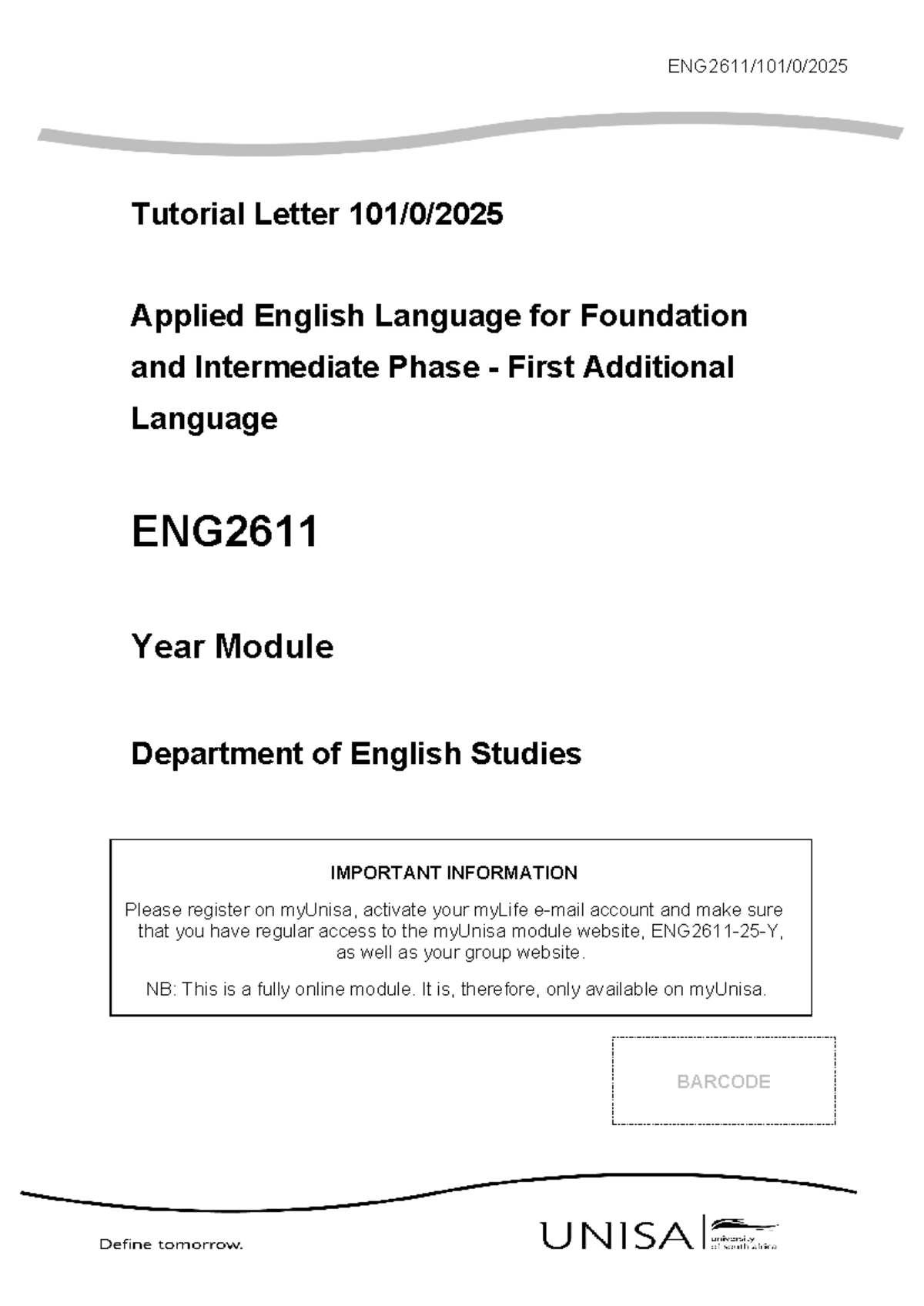 101 2025 0 b-2 - Tutorial - ENG2611/101/0/ Tutorial Letter 101/0 ...