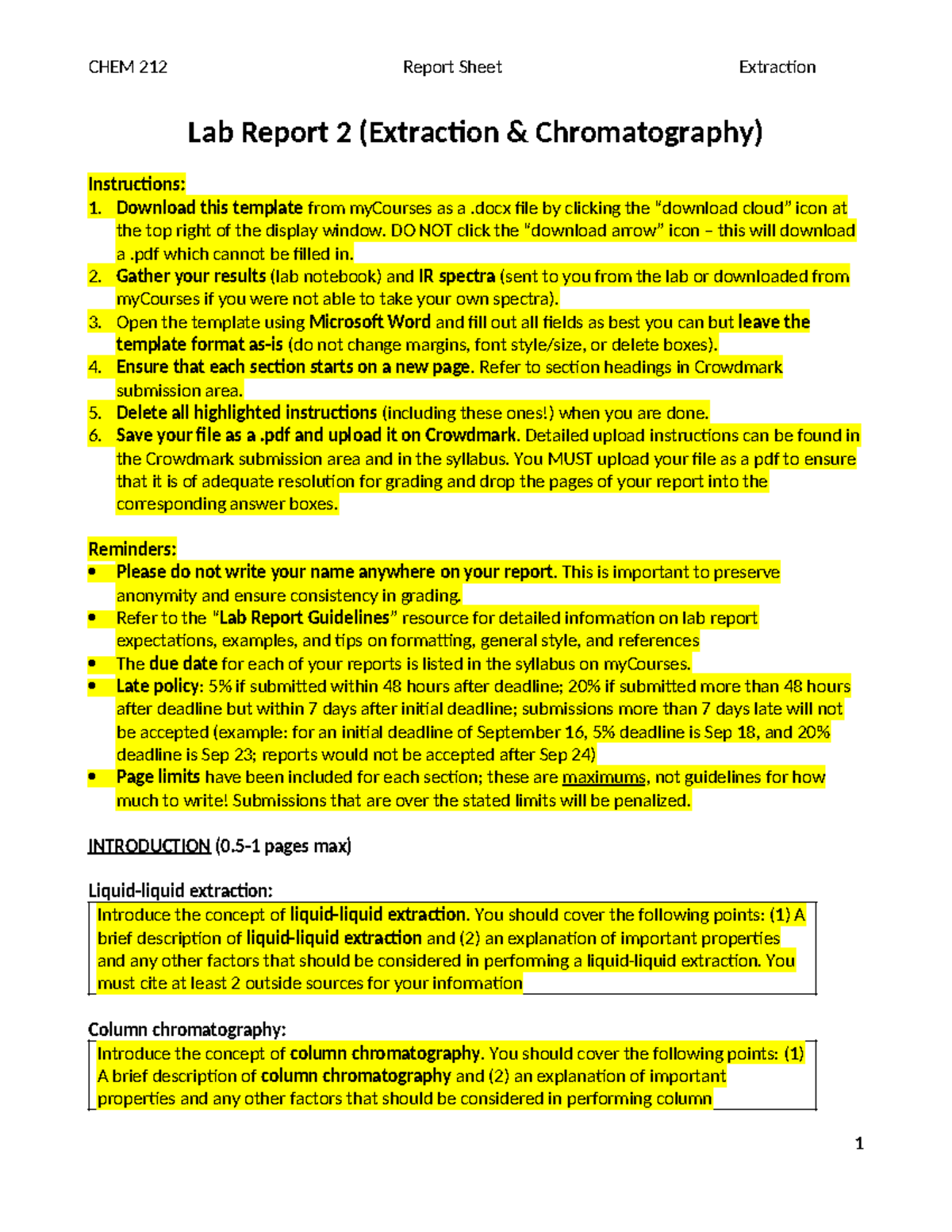 212-template-report 2 - Lab Report 2 (Extraction & Chromatography ...
