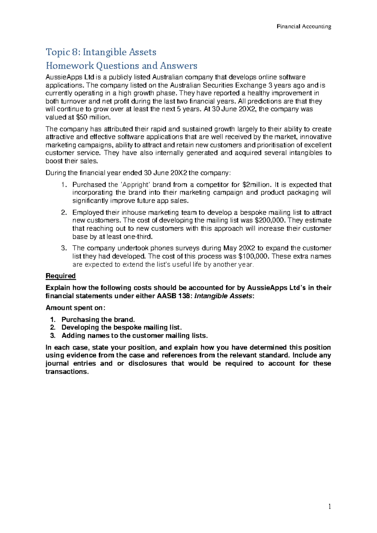 Financial Accounting CGU Impairment Homework Q&A - Sem 1 2025 - Studocu