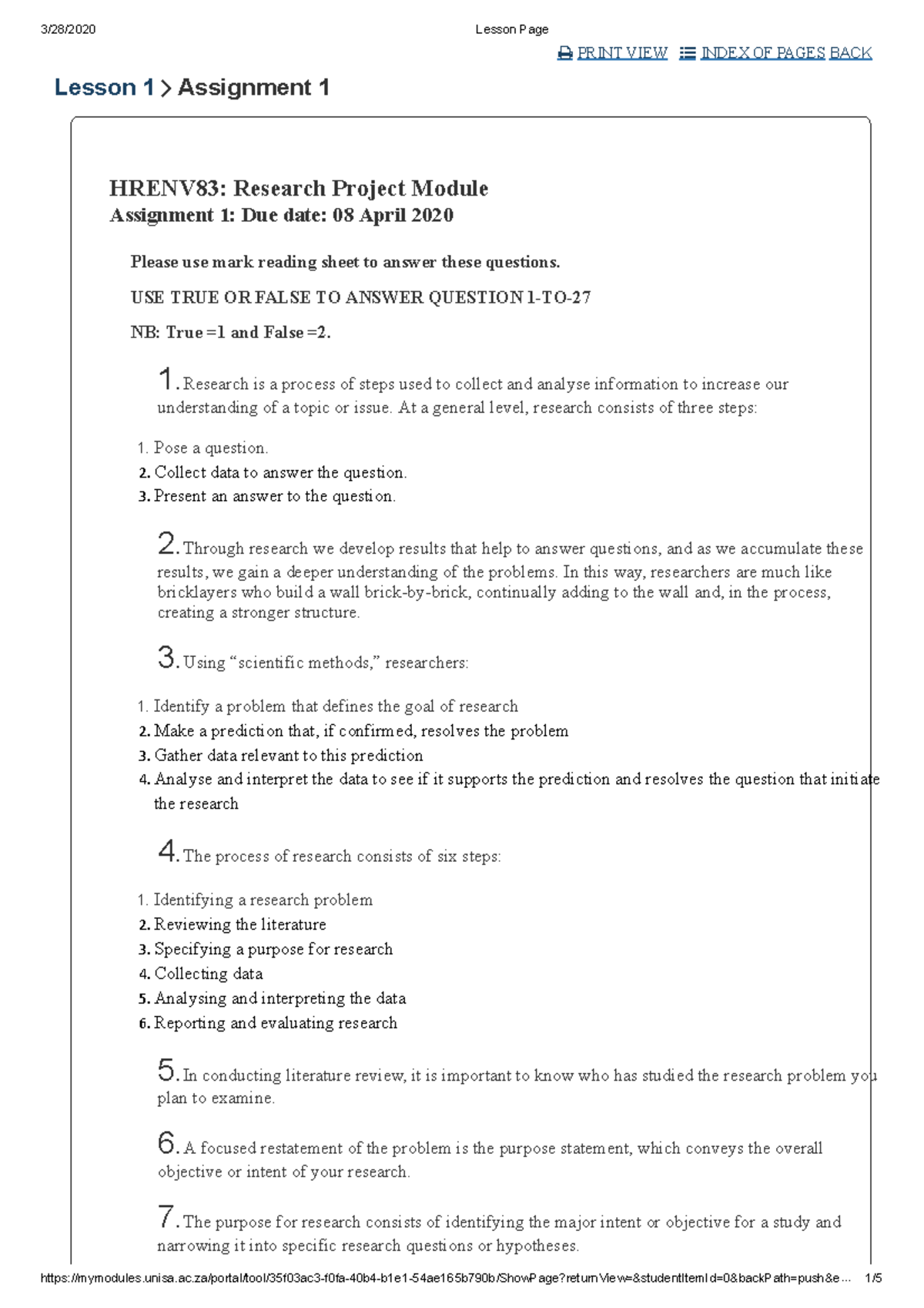 Assignment 1: Research Process Overview - HRENV83 - Studocu