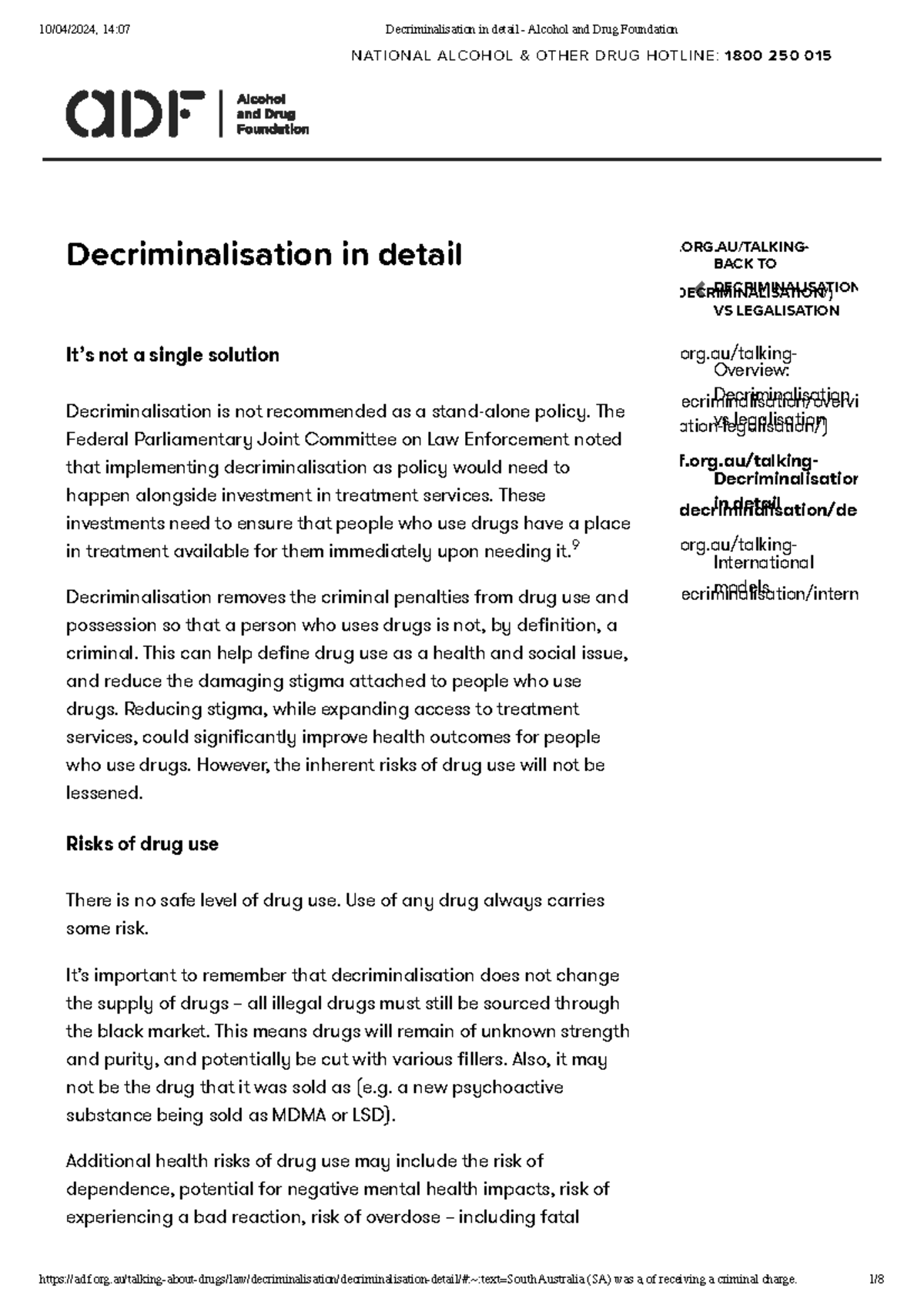 Decriminalisation in detail - Alcohol and Drug Foundation ...