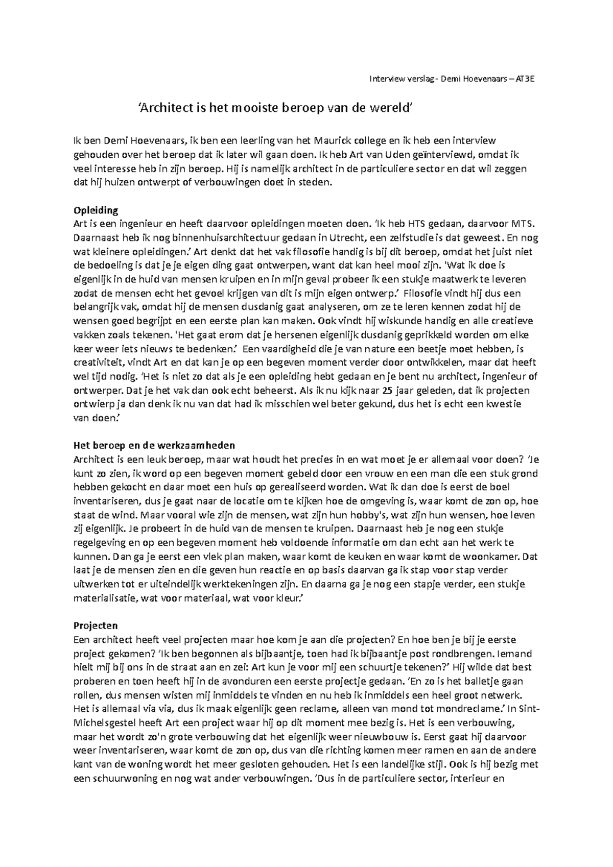 Interview Verslag met Art van Uden - Toekomst van Architectuur AT3E ...