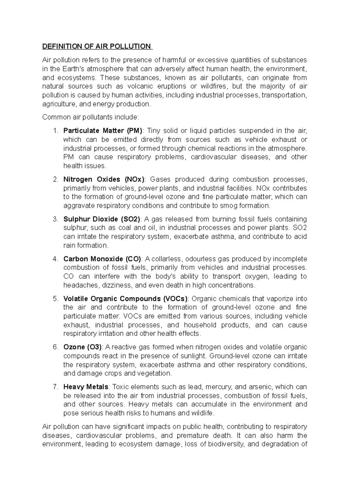 Unit 2 - Air Pollution: Definitions, Causes, Effects & Control Measures ...
